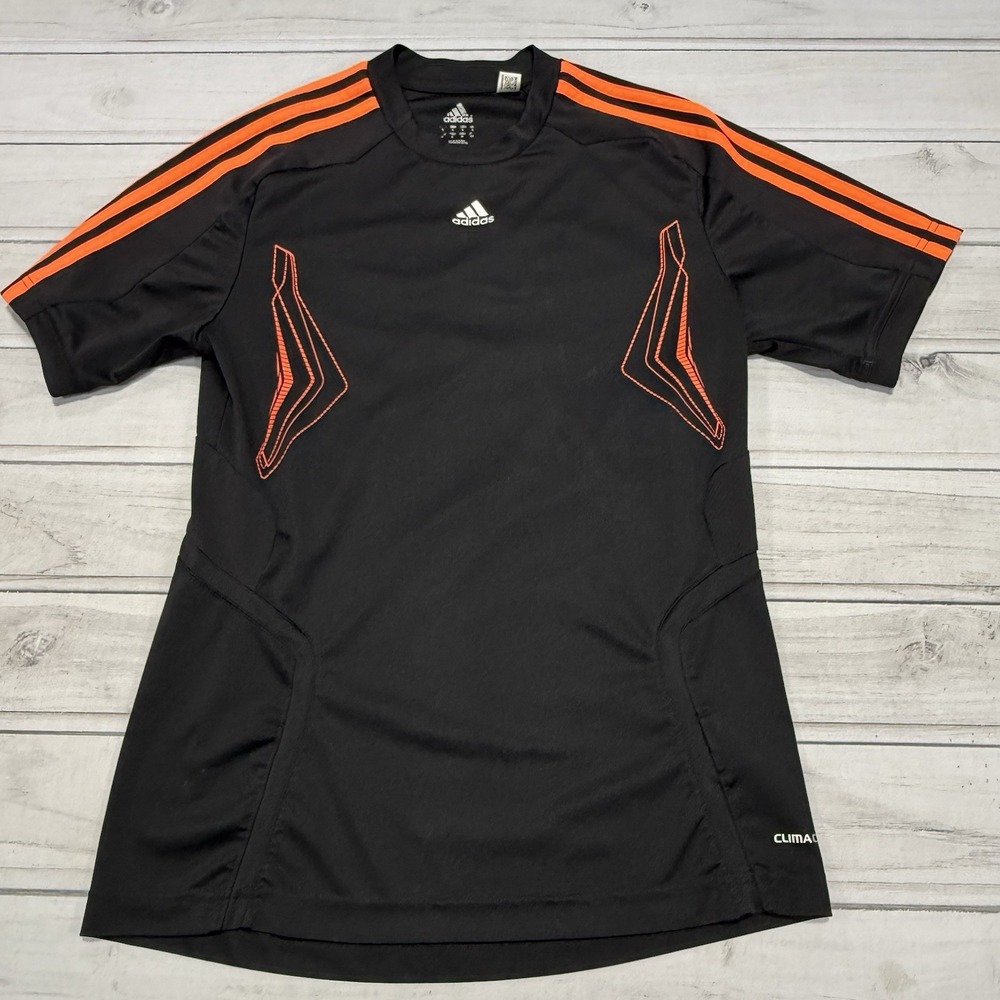 adidas Predator Shirt Mens S Black Red ClimaLite Short Sleeve Soccer Football